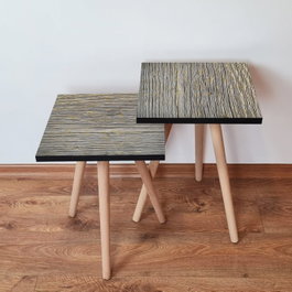 Hanah Home Mesas Nido de 2 Piezas Gris y Amarillo